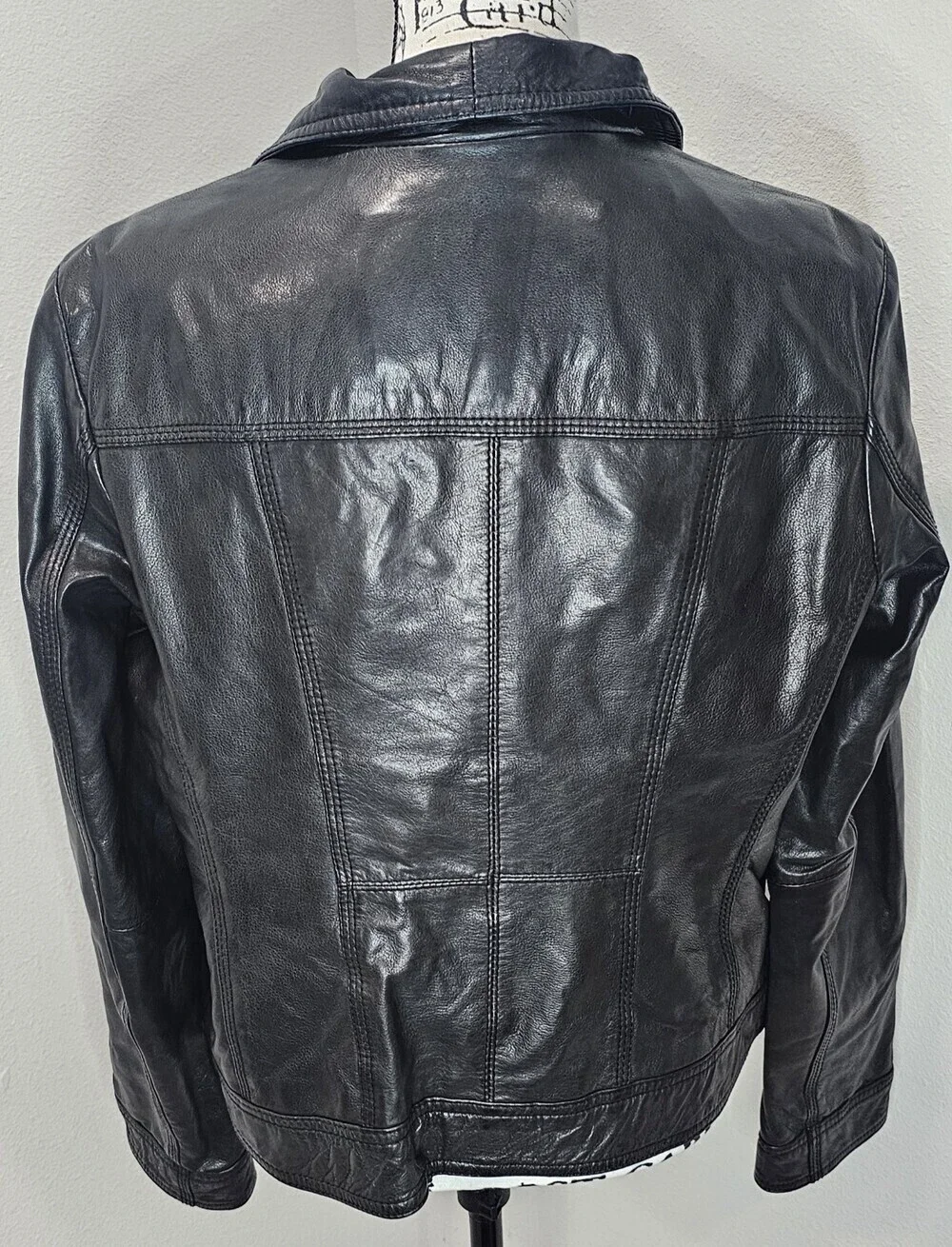 Vintage Y2K Guess Leather Moto Zip Jacket Pockets Size XL - Picture 3 of 12